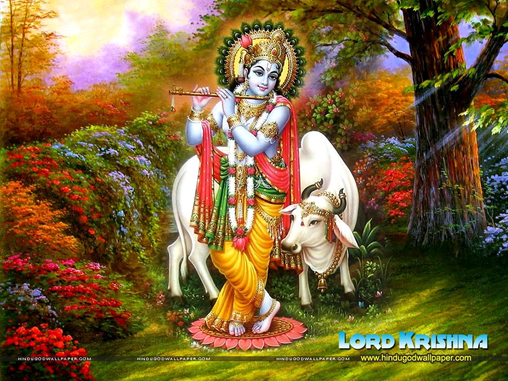 Krishna and Cow Desktop Wallpaper