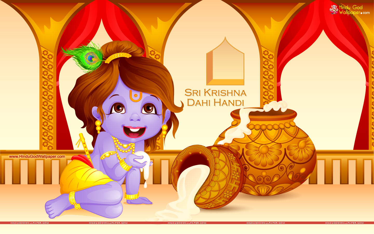 Sri Krishna Dahi Handi Wallpapers Free Download