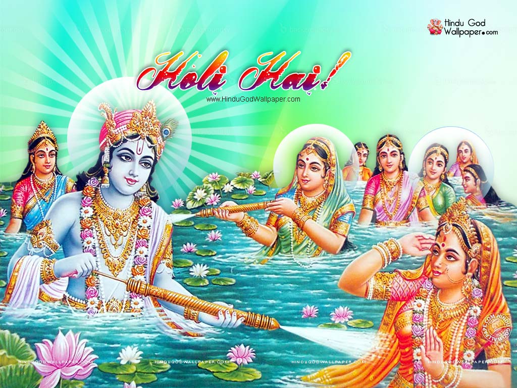 Radha Krishna Playing Holi Colorful Wallpaper Images Photo Download