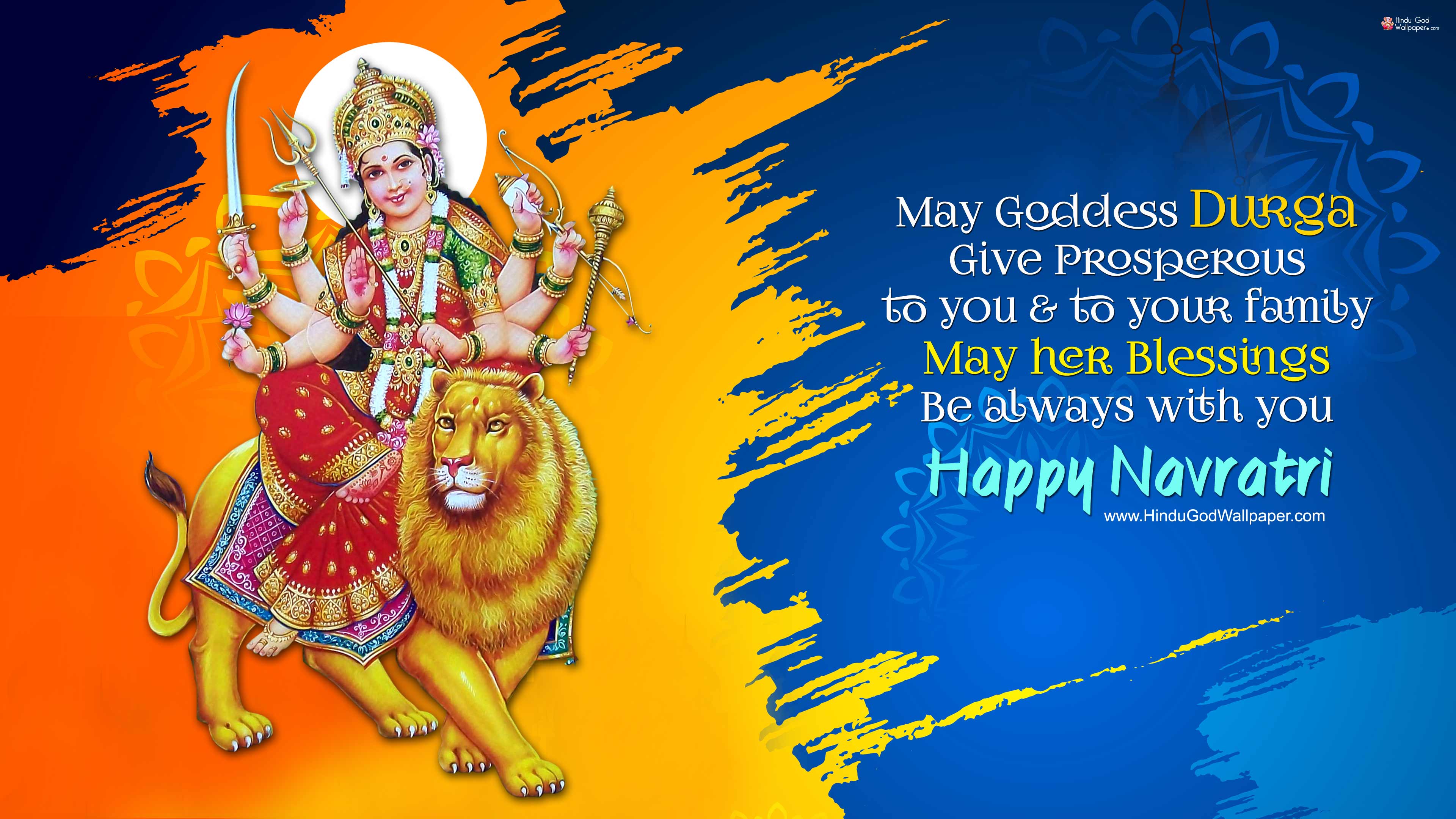Happy Navratri 4K Wallpaper 3840x2160 with Quotes Download
