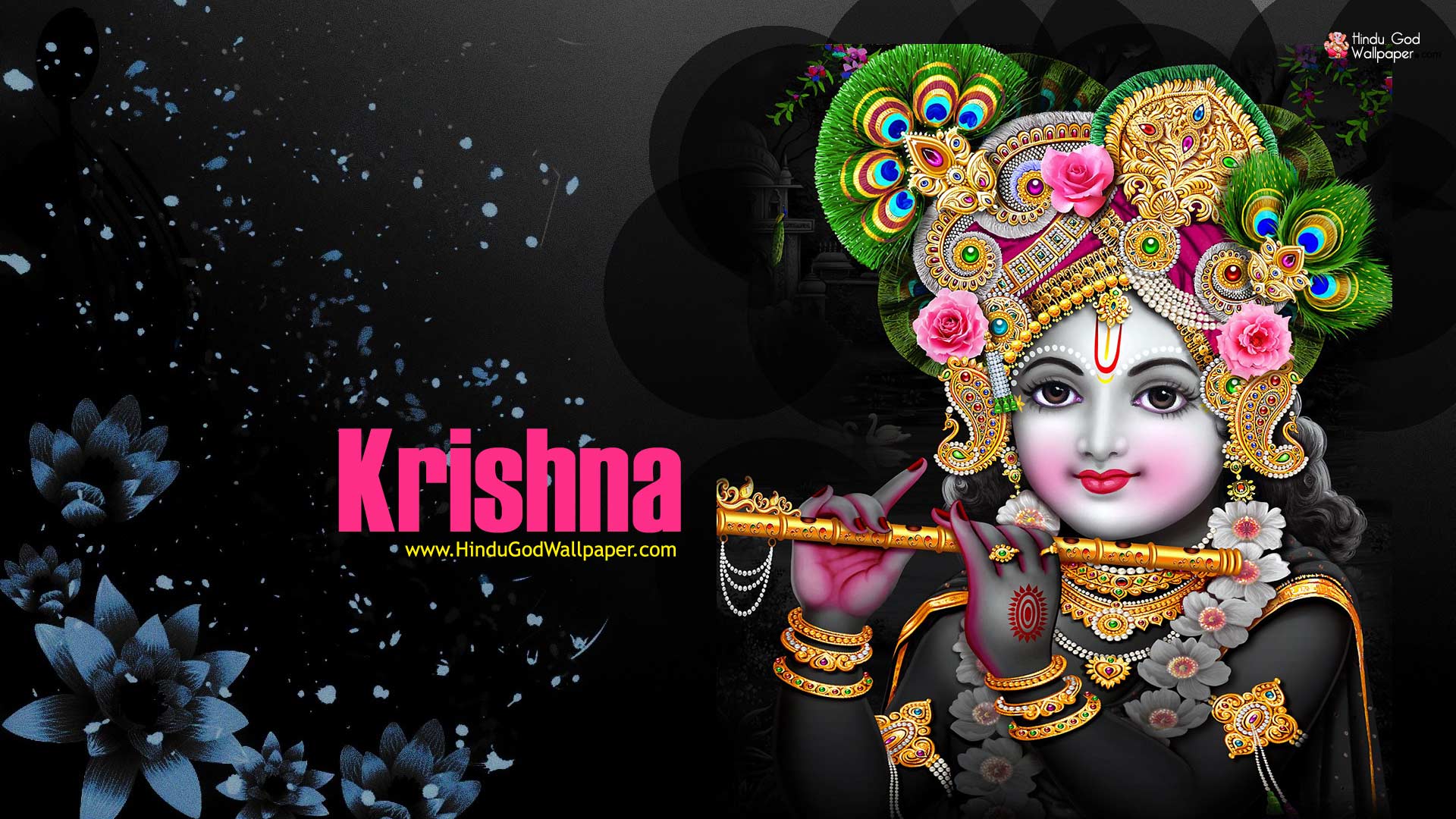 Krishna Black Background HD Wallpaper 1920x1080 Free Download
