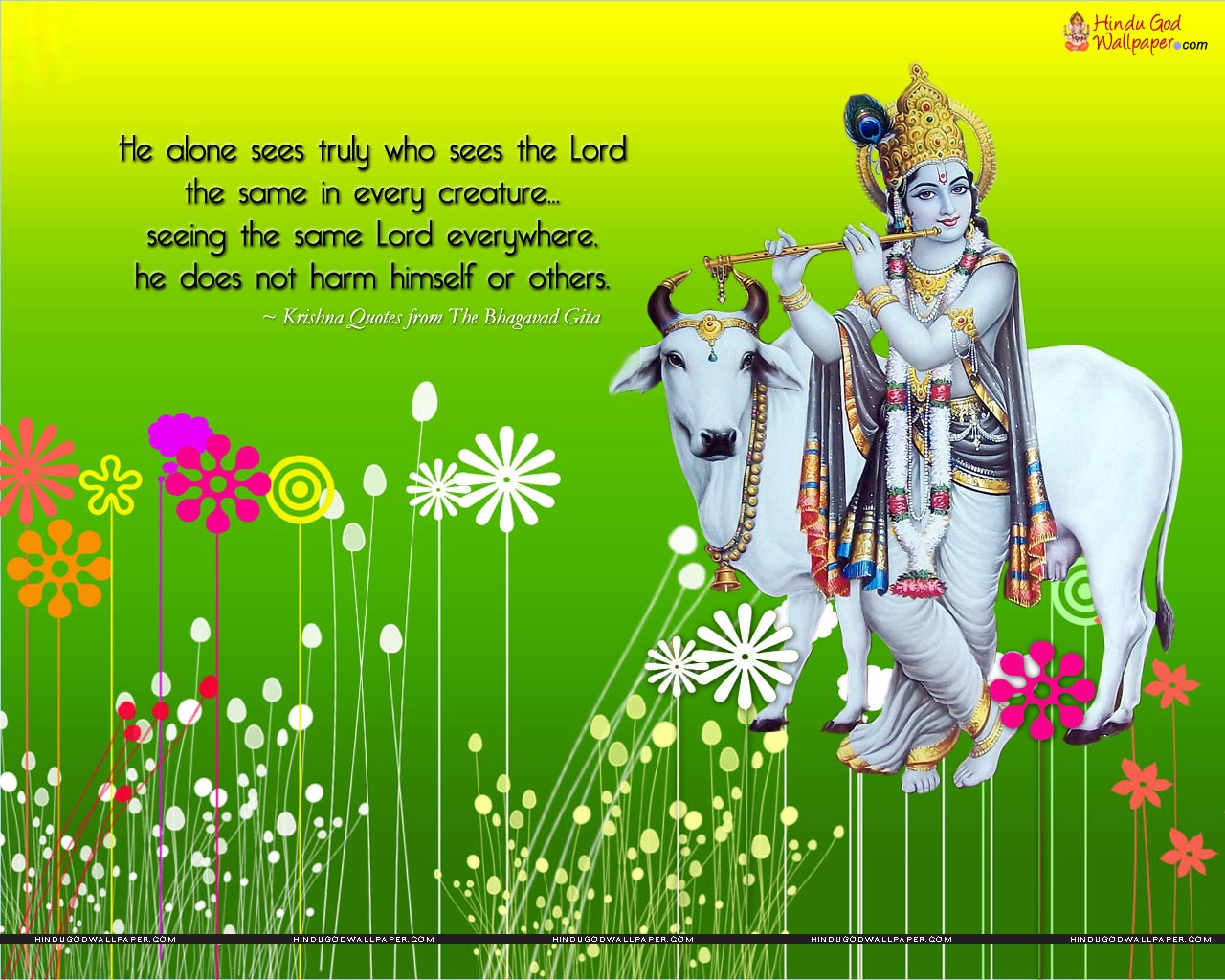 Lord Krishna Wallpaper with Quotes