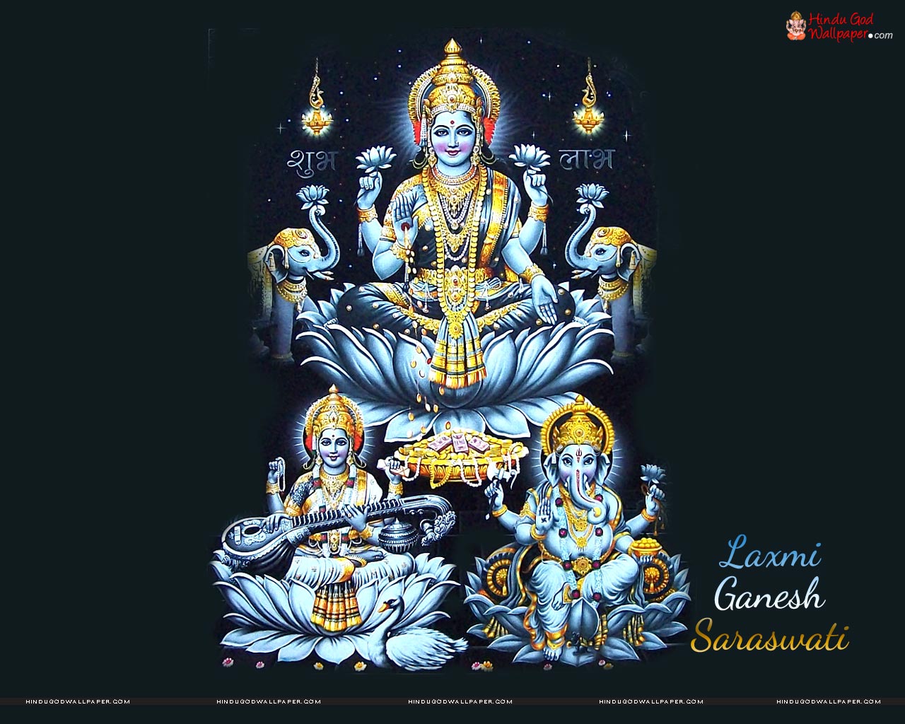 Laxmi Ganesh Saraswati HD Wallpapers Free Download