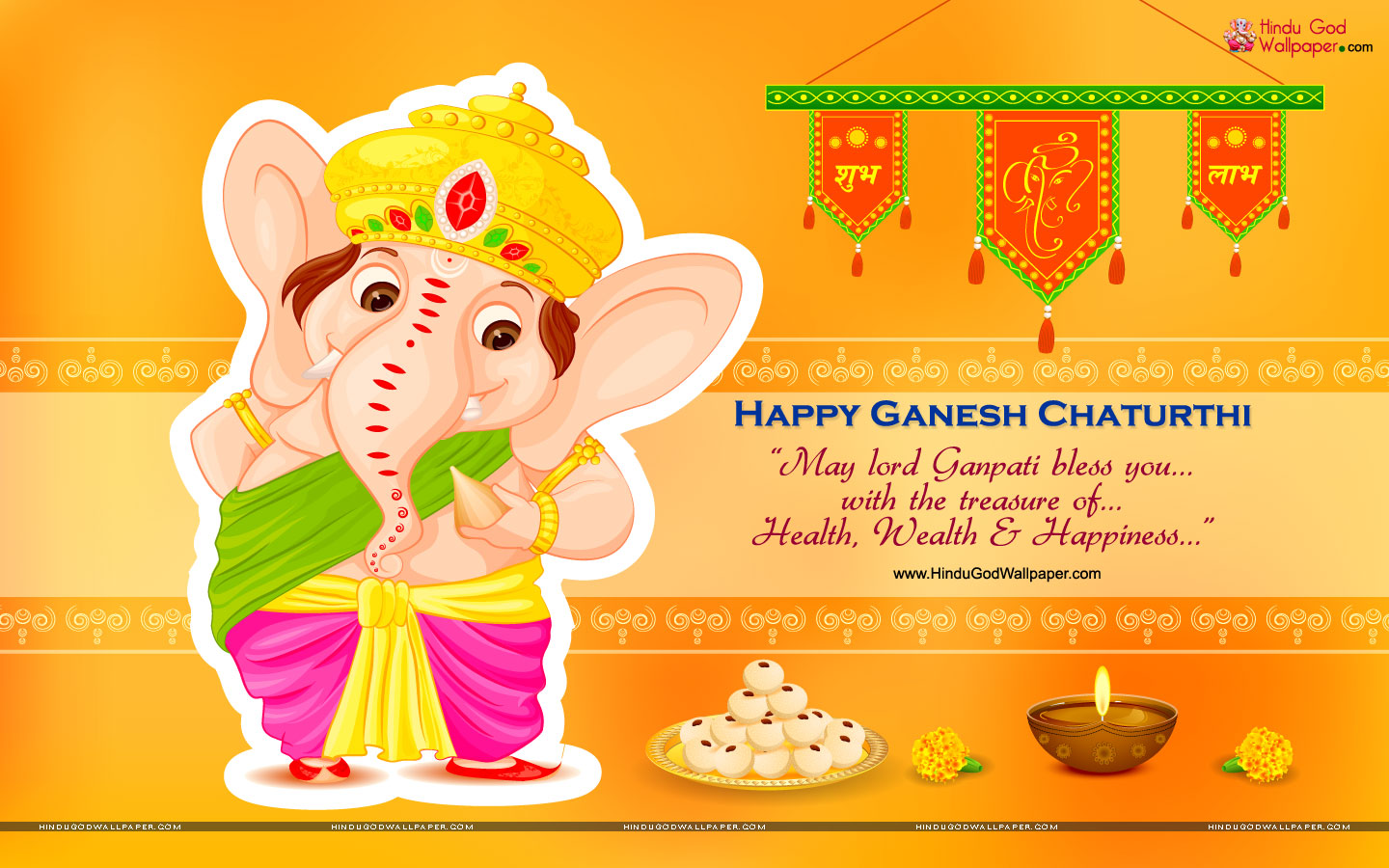 Happy Ganesh Chaturthi Wallpaper with Quotes Download