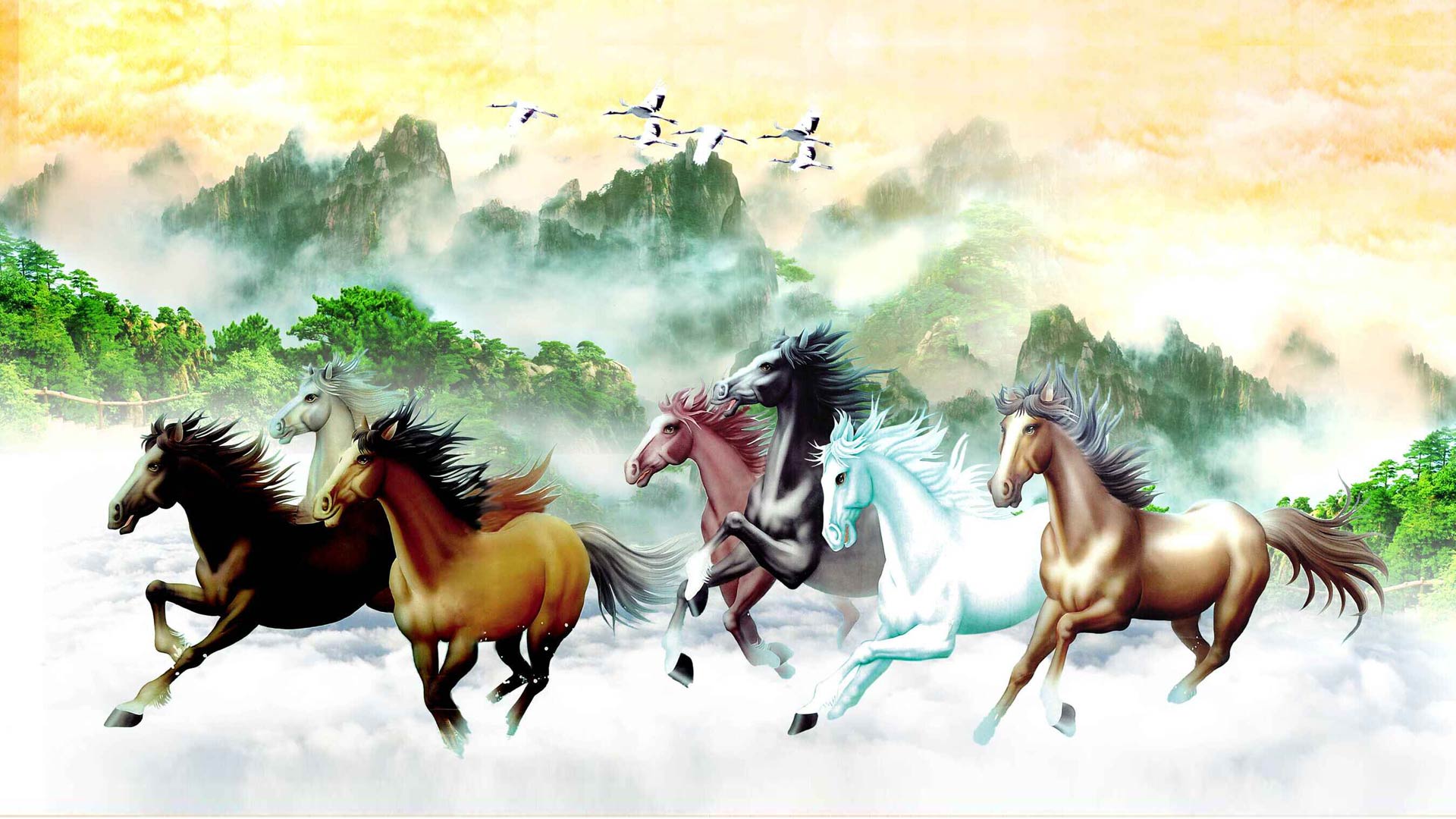 1920x1080 Seven Horse Wallpaper HD Full Screen Download