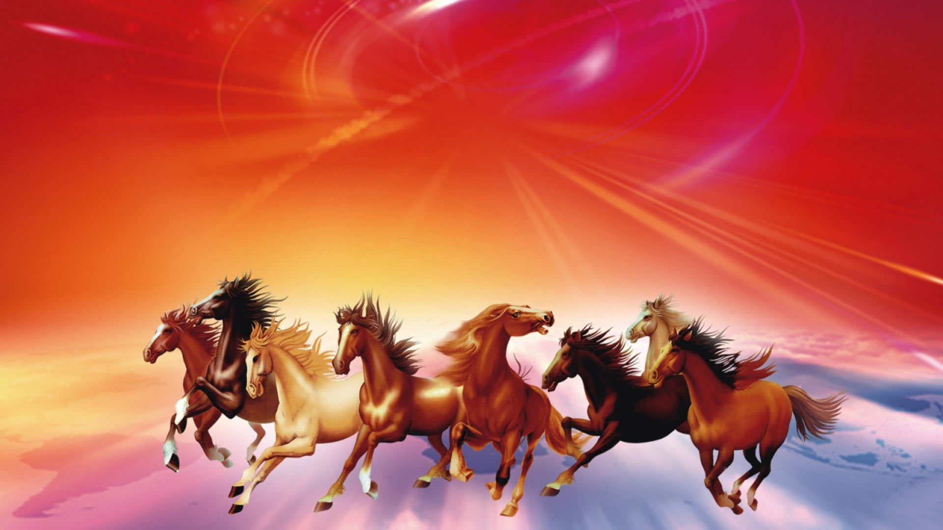 Seven Horses Running Wallpaper HD 1920x1080 for Desktop Free